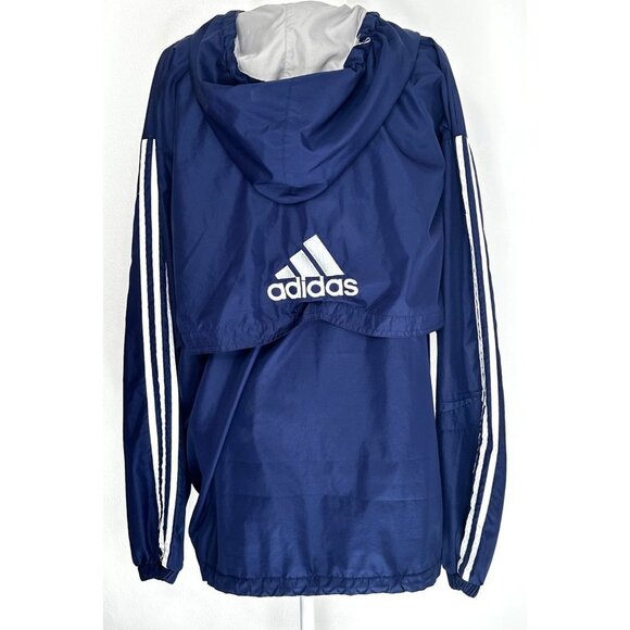 Adidas Windbreaker Mens Large Navy Pullover 90's Drawstring Pockets Logo Spellou - Picture 4 of 7